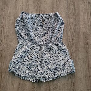 Ocean Club Pull Up Romper Shorts ~ UK Sz 12 ~ Short Sleeve ~ Floral